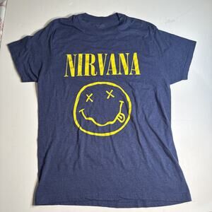 Nirvana Smiley Face Shirt Mens Large Blue 2017 Authentic